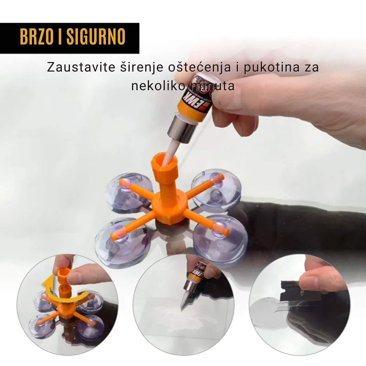 Set za popravku napuklog vjetrobranskog stakla